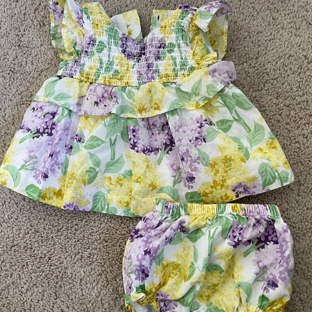 0-3 month dress and bloomer set